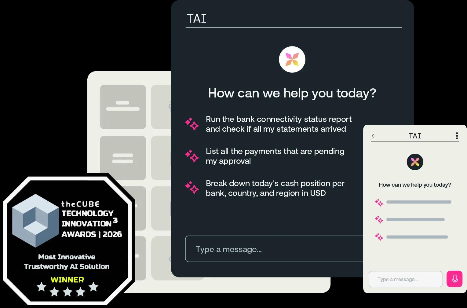 Image of Kyriba's award winning agentic AI for Treasury that orchestrates across traditional and digital liquidity workflows, connecting intelligent decisioning, governed execution, and human control in one trusted treasury platform.